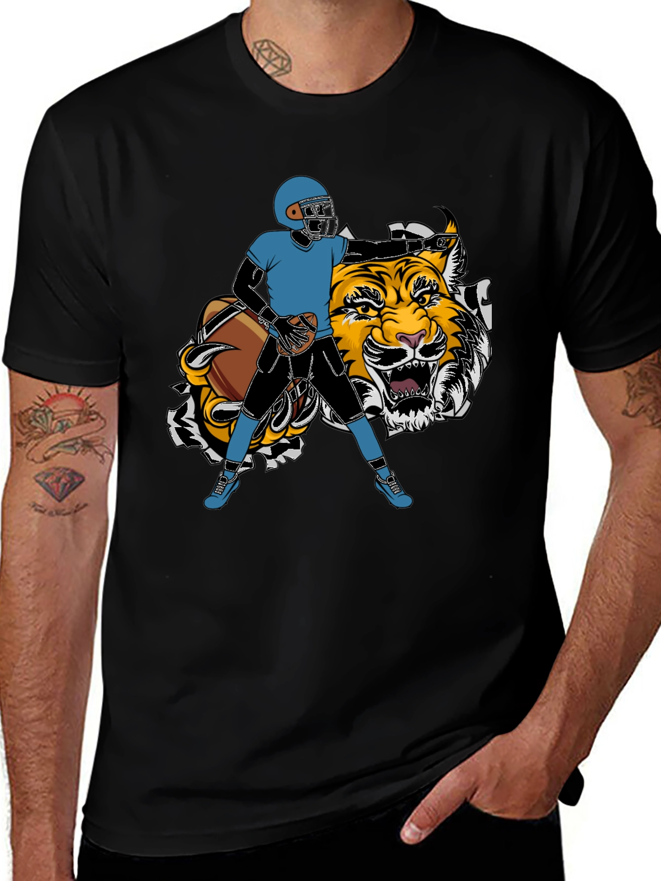 Football Player Tiger Graphic Tee