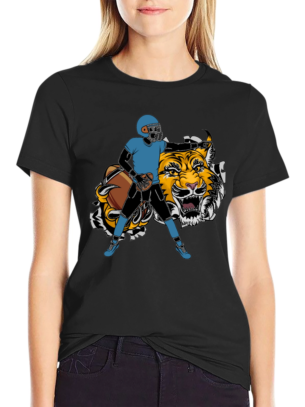Football Player Tiger Graphic Tee