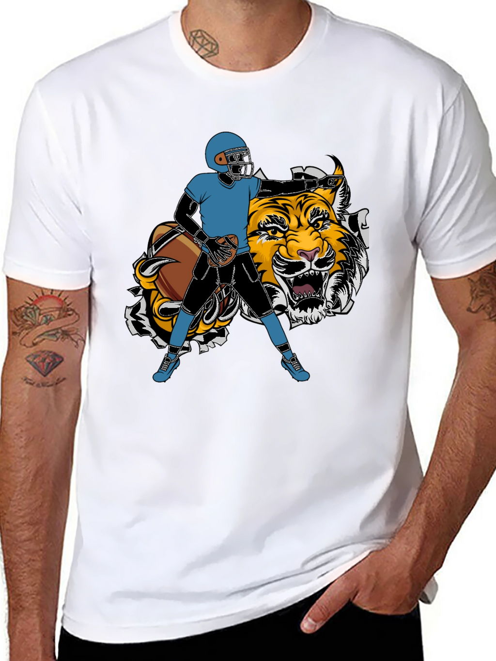 Football Player Tiger Graphic Tee