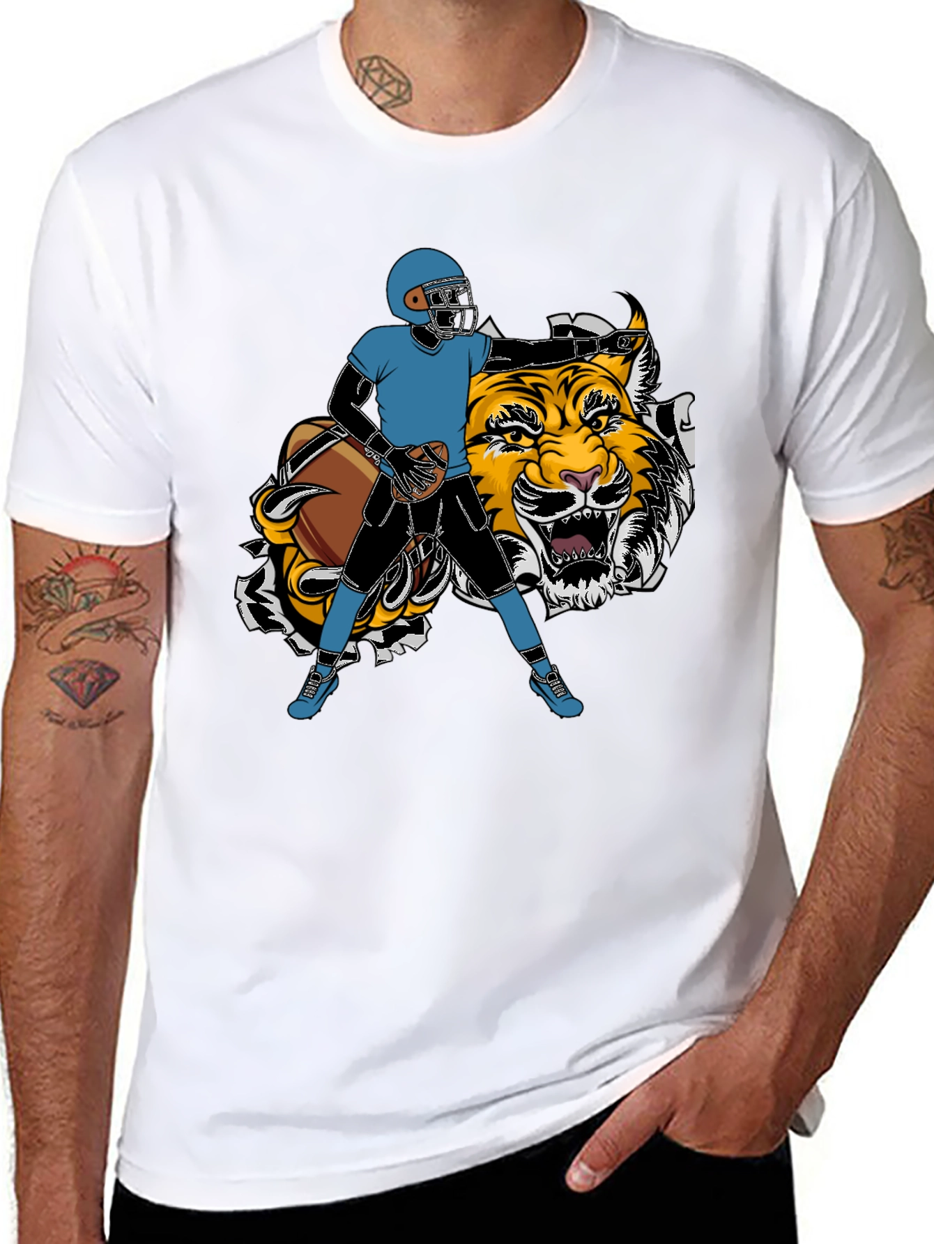 Football Player Tiger Graphic Tee