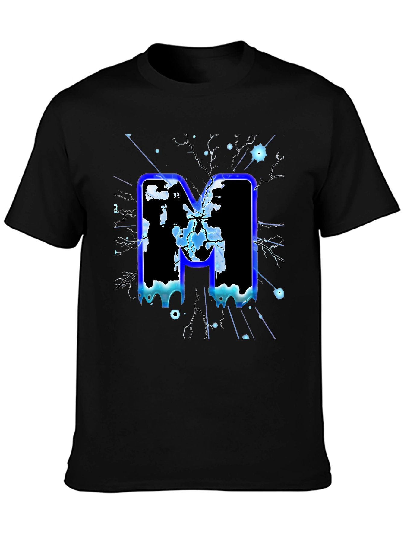Bold Letter M Graphic Print Black T-Shirt