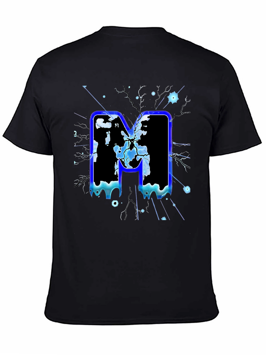 Bold Letter M Graphic Print Black T-Shirt