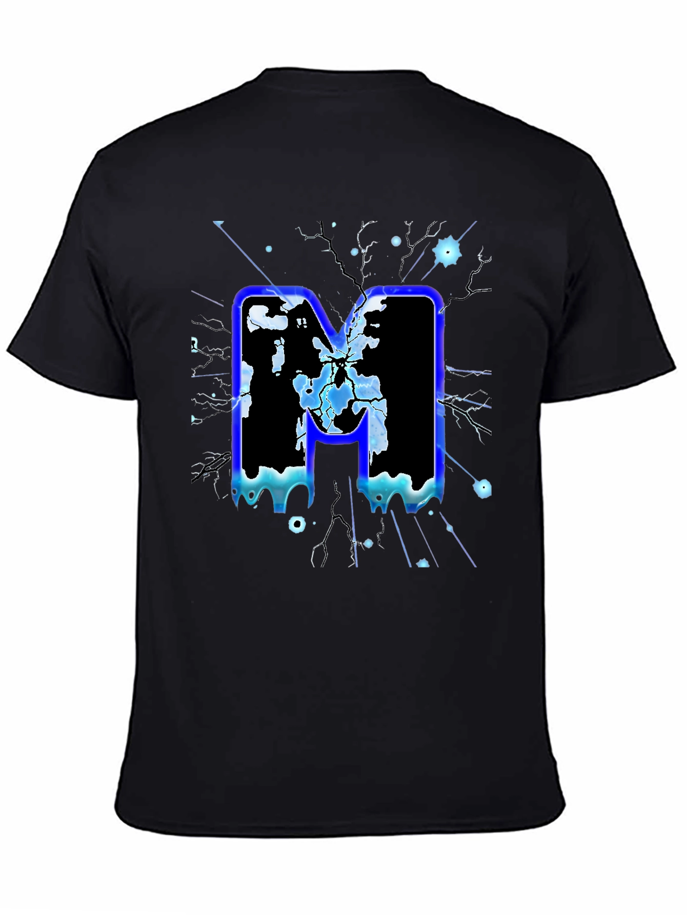Bold Letter M Graphic Print Black T-Shirt