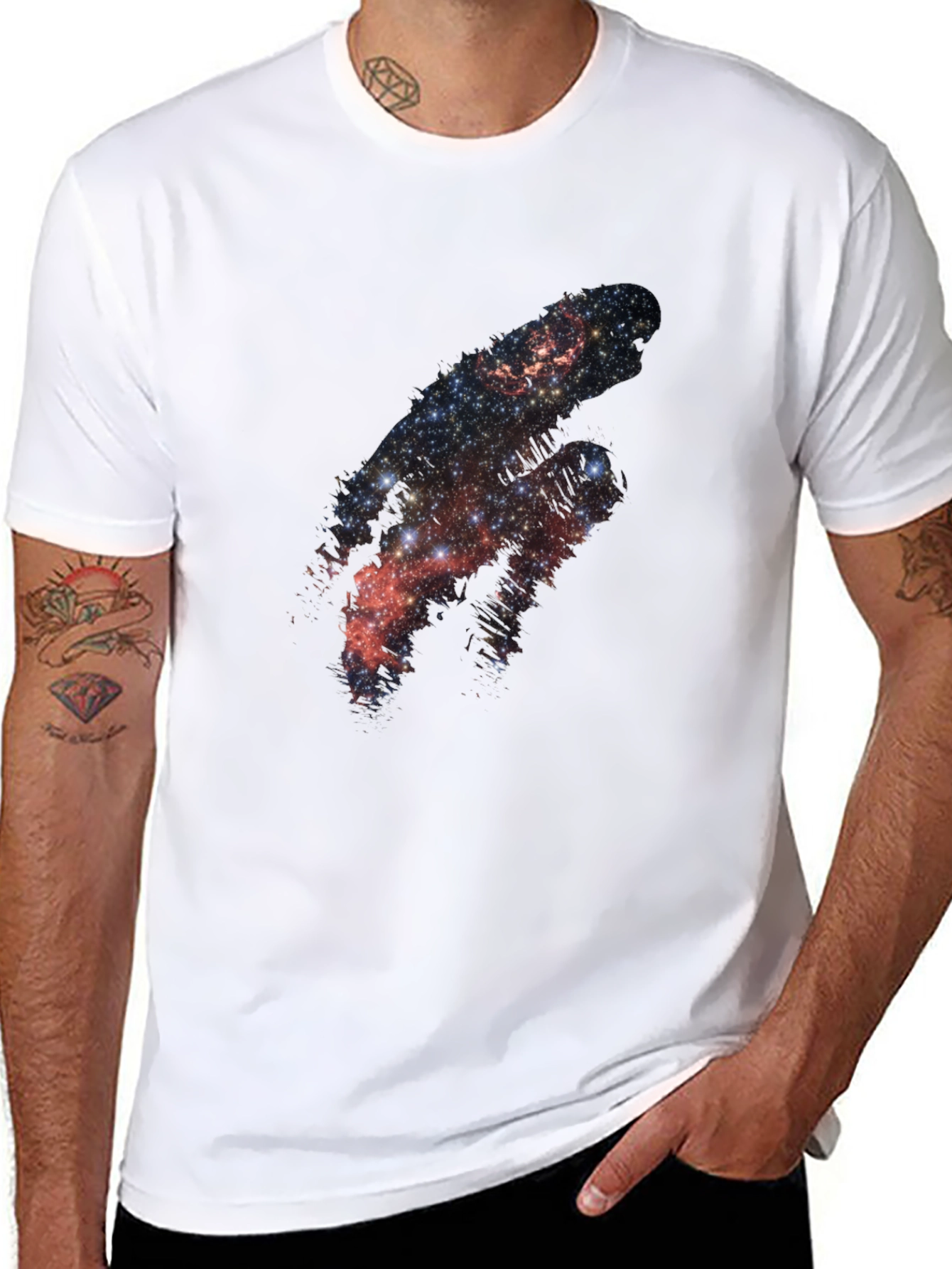 Galaxy Print Black Tee - Cosmic Style