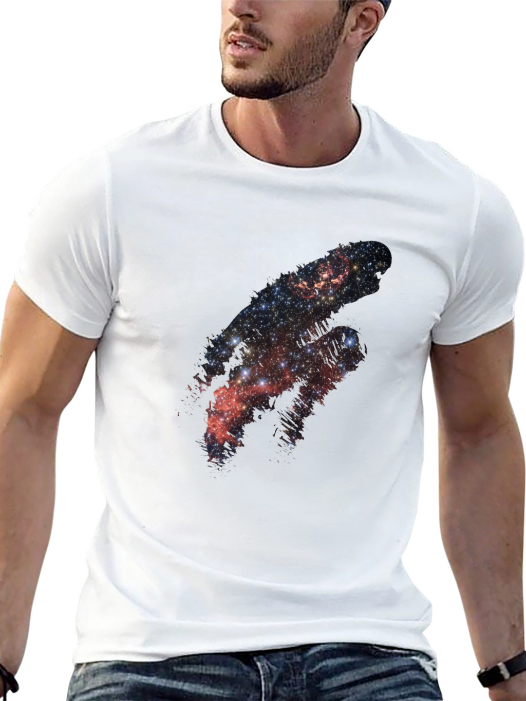 Galaxy Print Black Tee - Cosmic Style