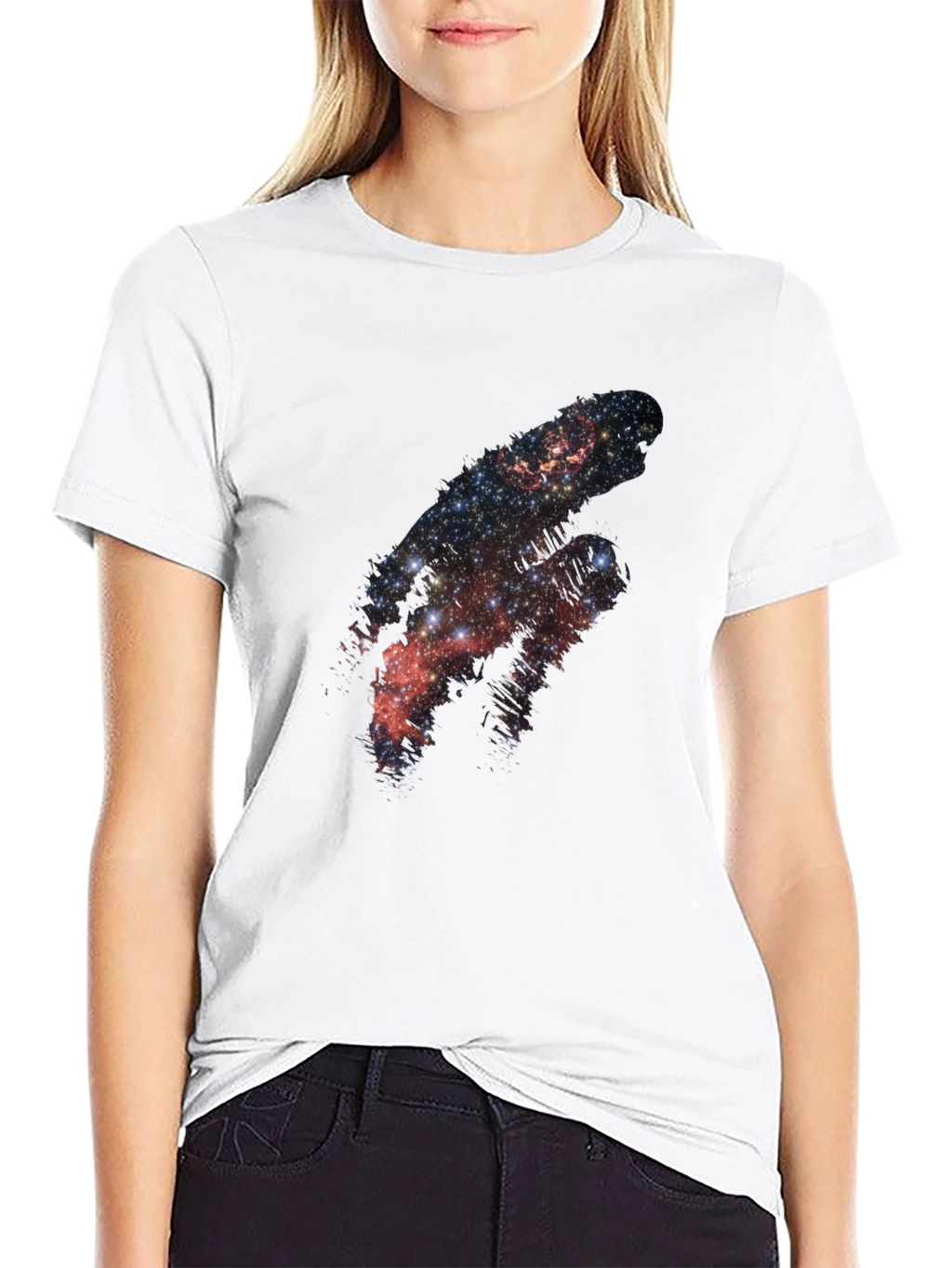 Galaxy Print Black Tee - Cosmic Style