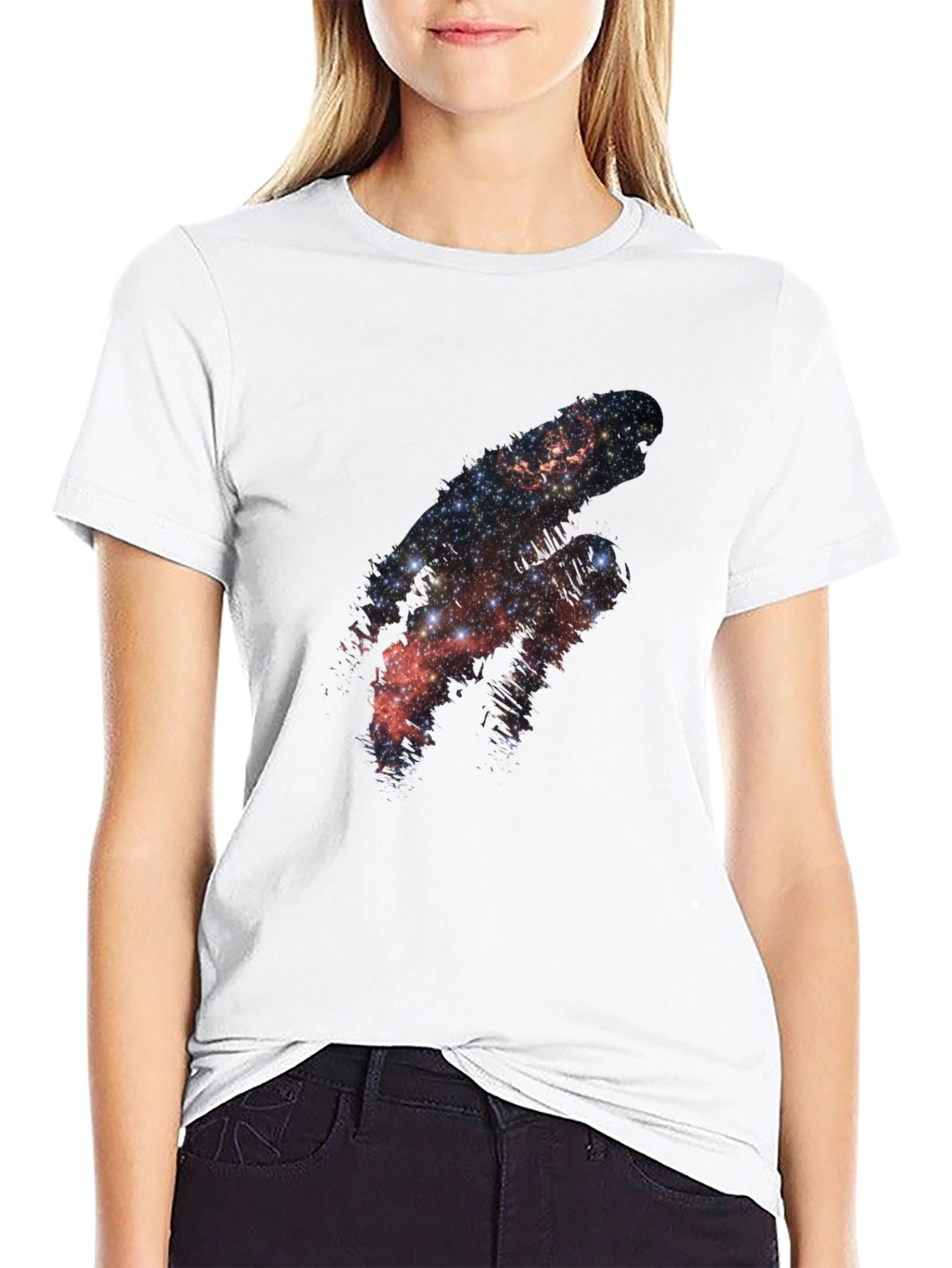 Galaxy Print Black Tee - Cosmic Style