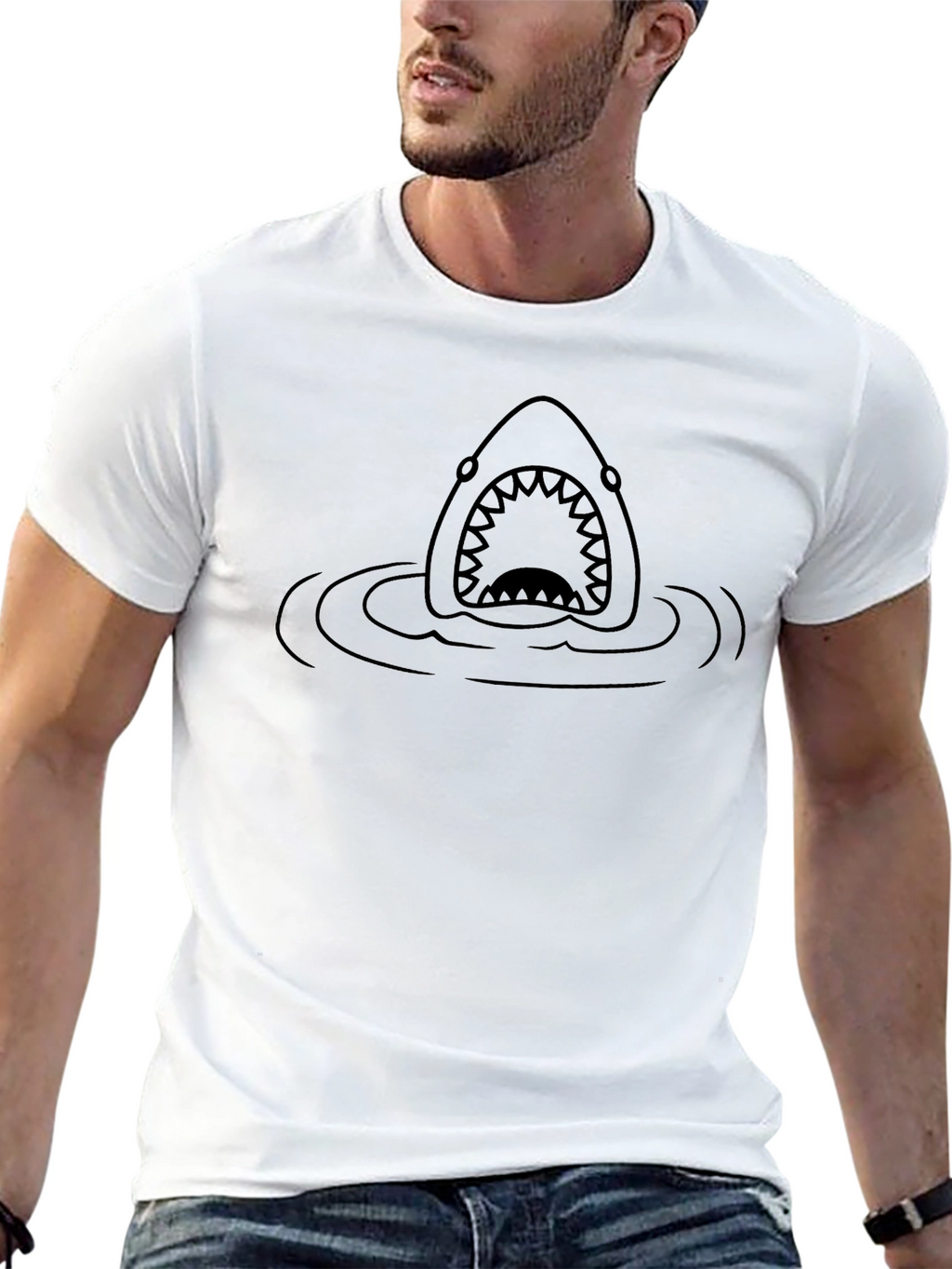 Shark Jaw Black T-Shirt - Mens Graphic Tee