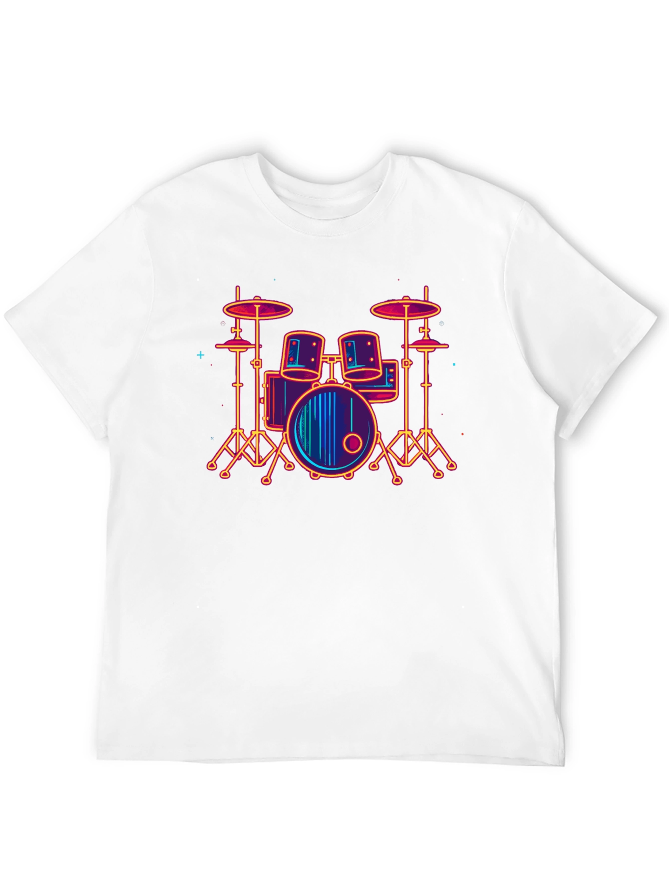 Neon Drum Set Graphic Tee - Music Lover T-Shirt
