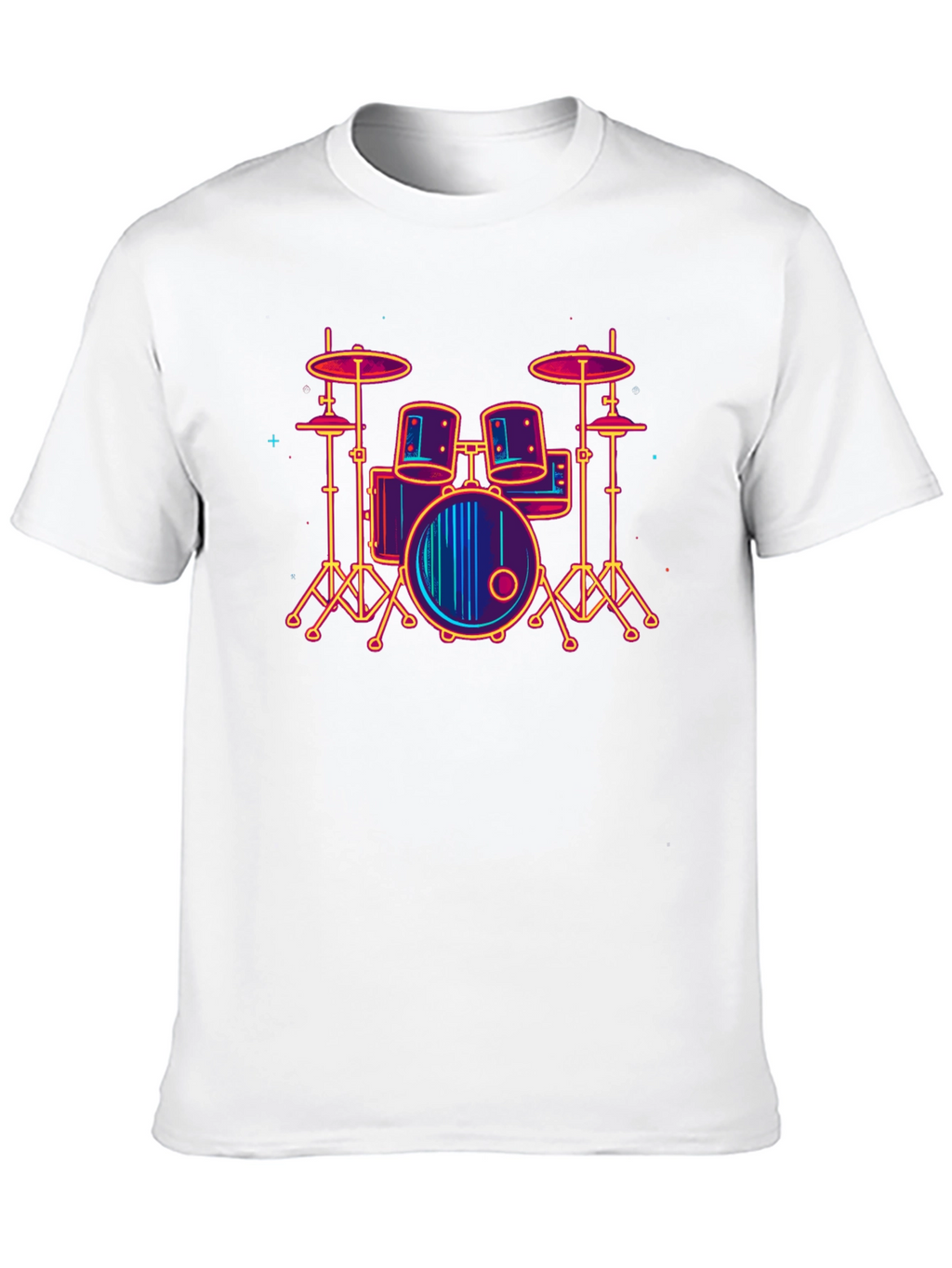 Neon Drum Set Graphic Tee - Music Lover T-Shirt