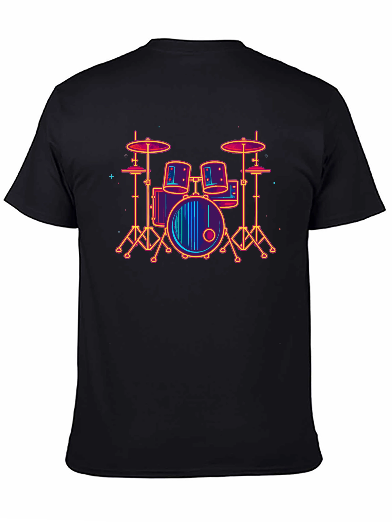 Neon Drum Set Graphic Tee - Music Lover T-Shirt