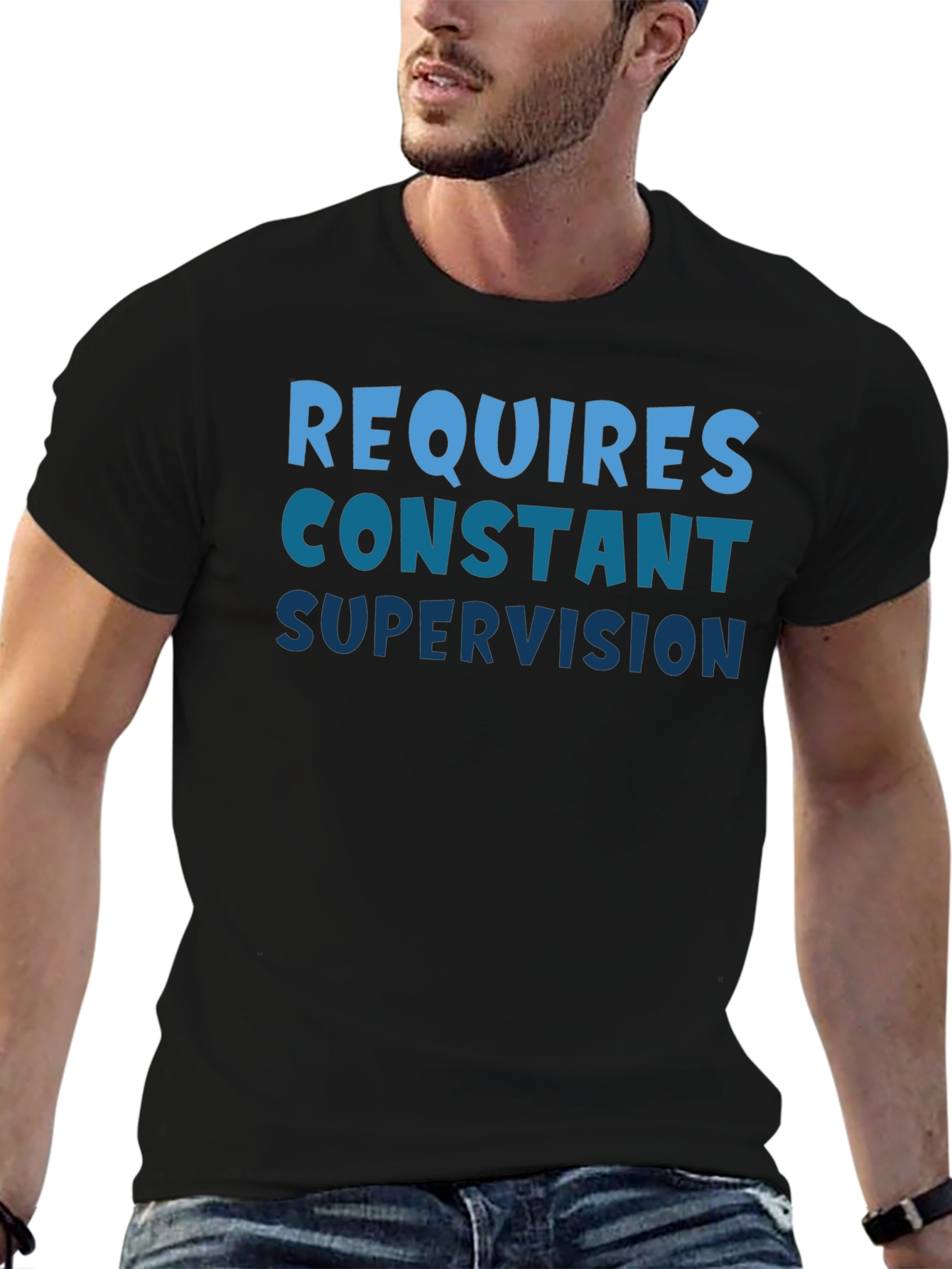 Requires Constant Supervision Black T-Shirt