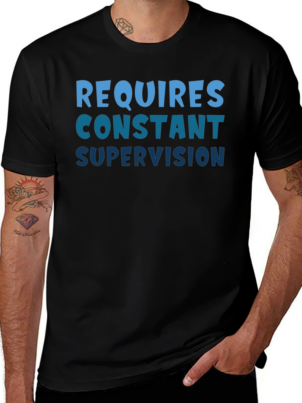 Requires Constant Supervision Black T-Shirt