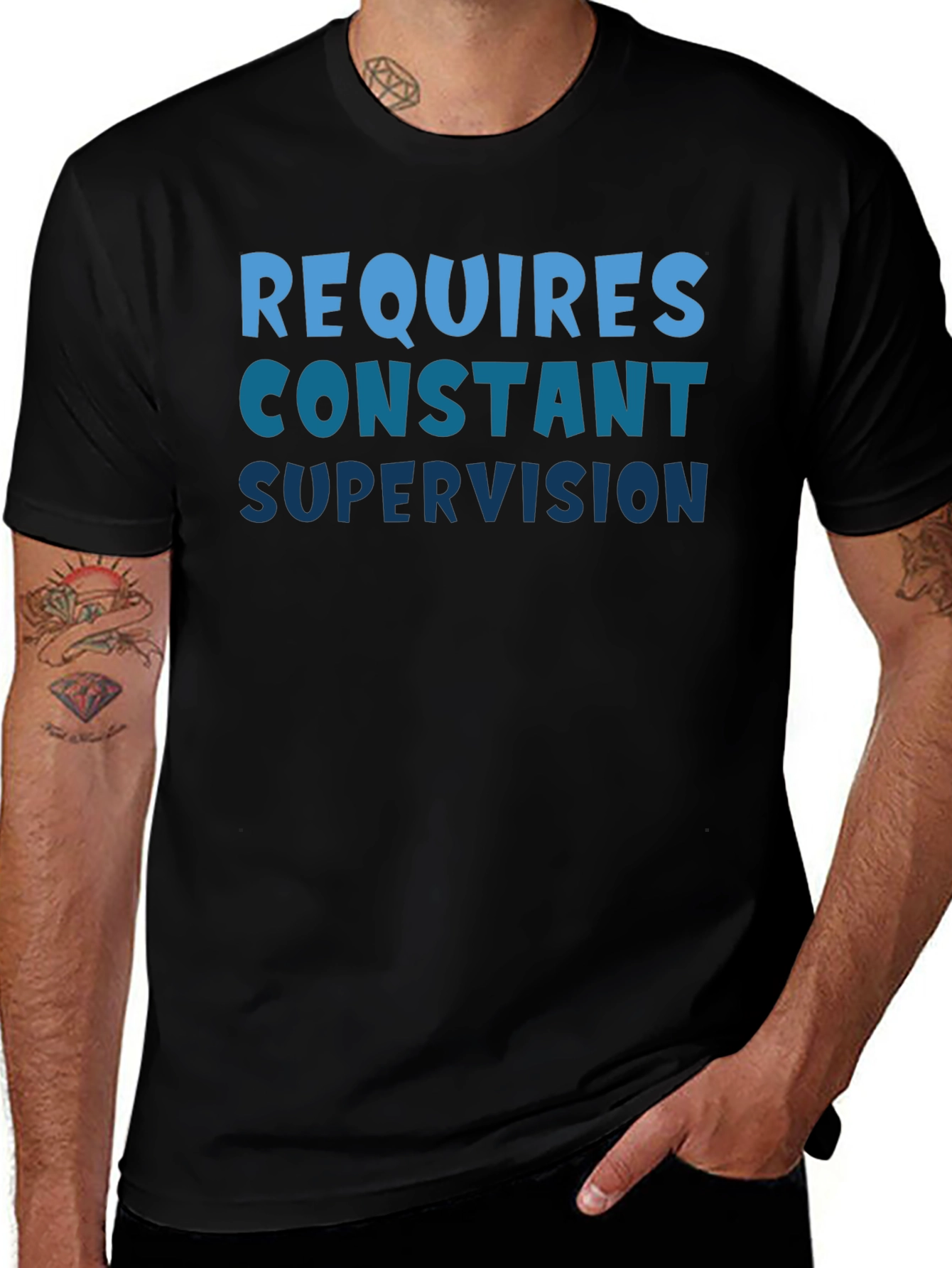 Requires Constant Supervision Black T-Shirt