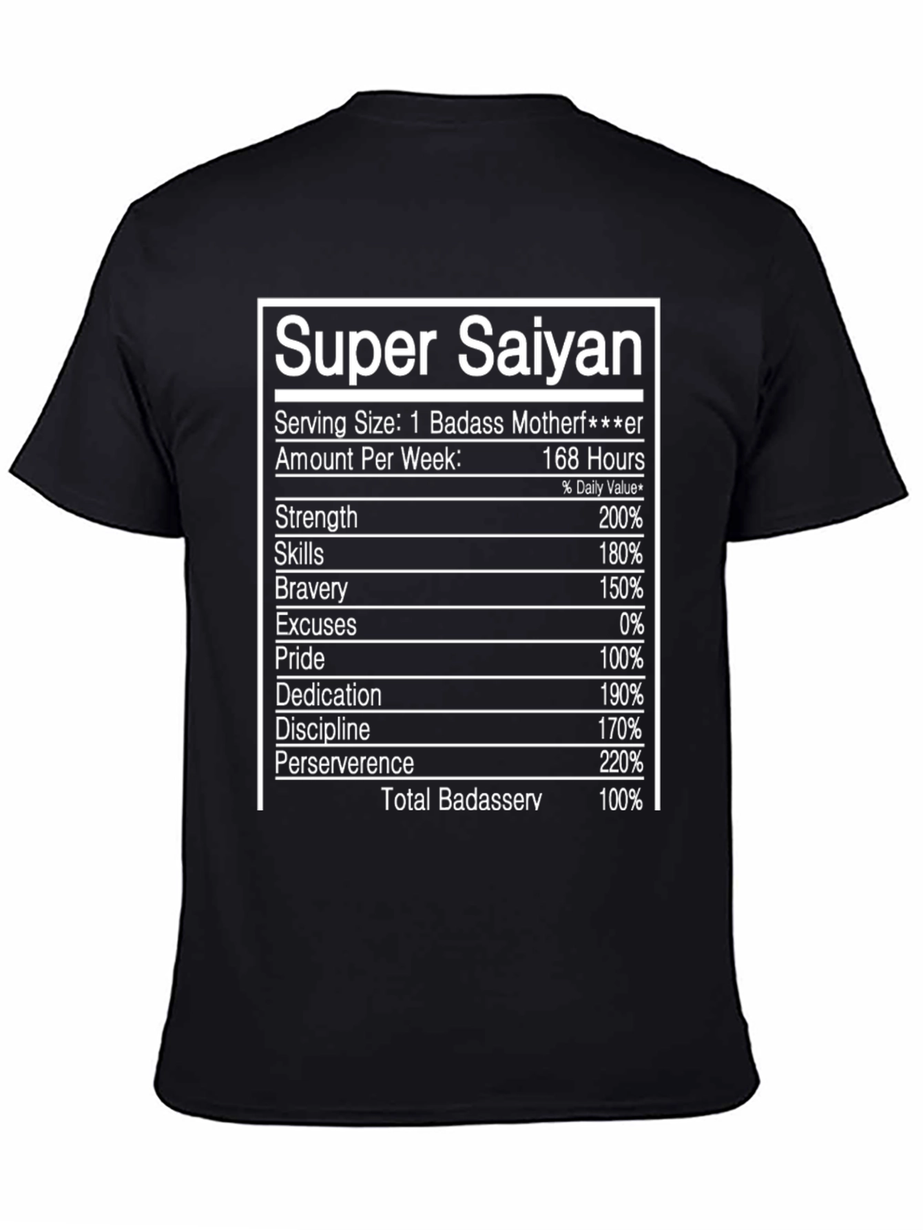 Super Saiyan Nutrition Facts Novelty T-Shirt