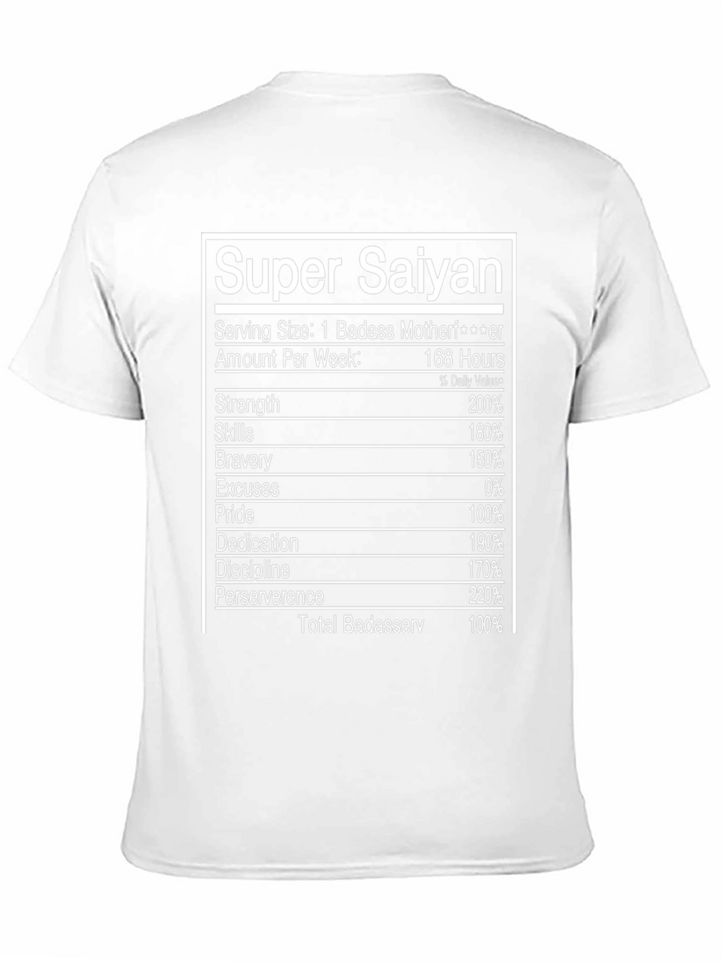 Super Saiyan Nutrition Facts Novelty T-Shirt