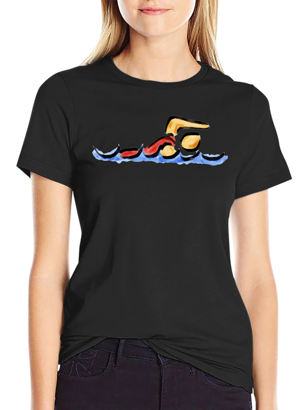 Swimmer Graphic Black T-Shirt