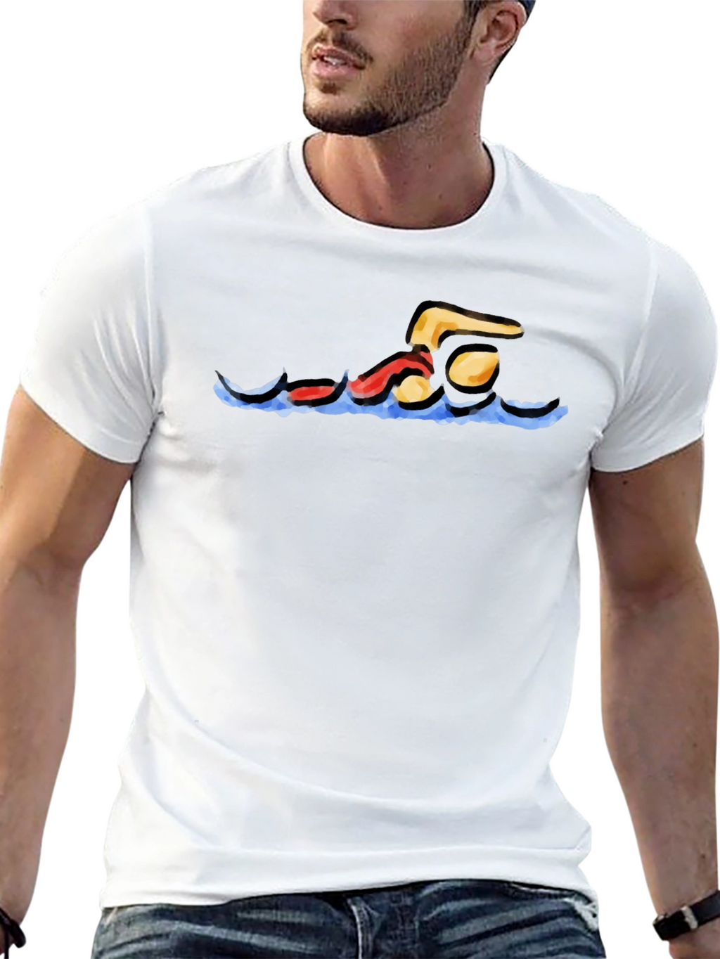 Swimmer Graphic Black T-Shirt