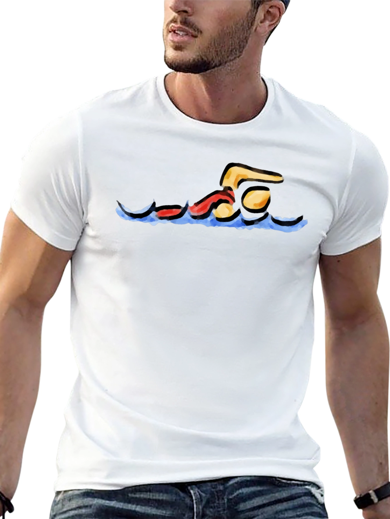 Swimmer Graphic Black T-Shirt