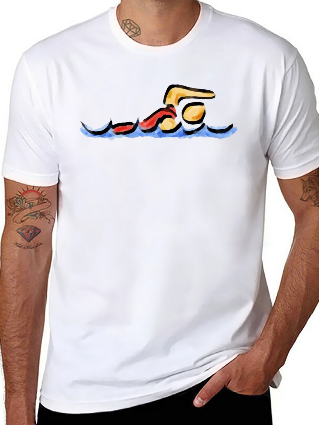 Swimmer Graphic Black T-Shirt
