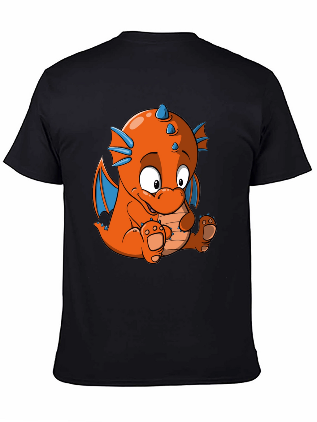 Cartoon Dragon Graphic Tee - Black
