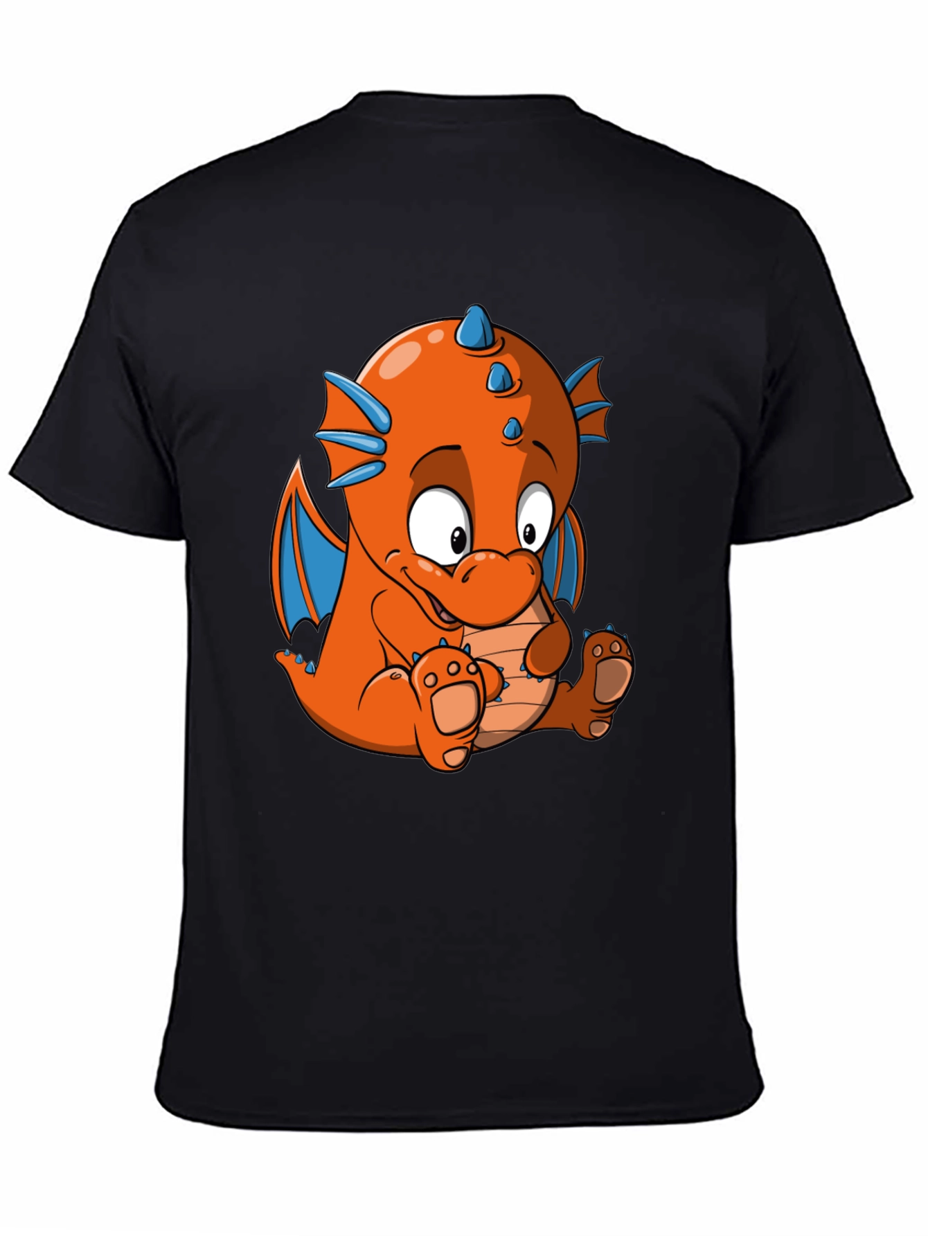 Cartoon Dragon Graphic Tee - Black