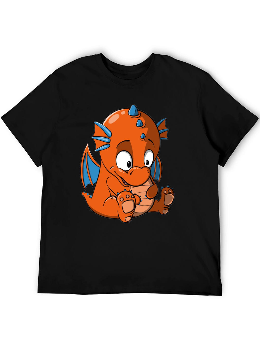 Cartoon Dragon Graphic Tee - Black