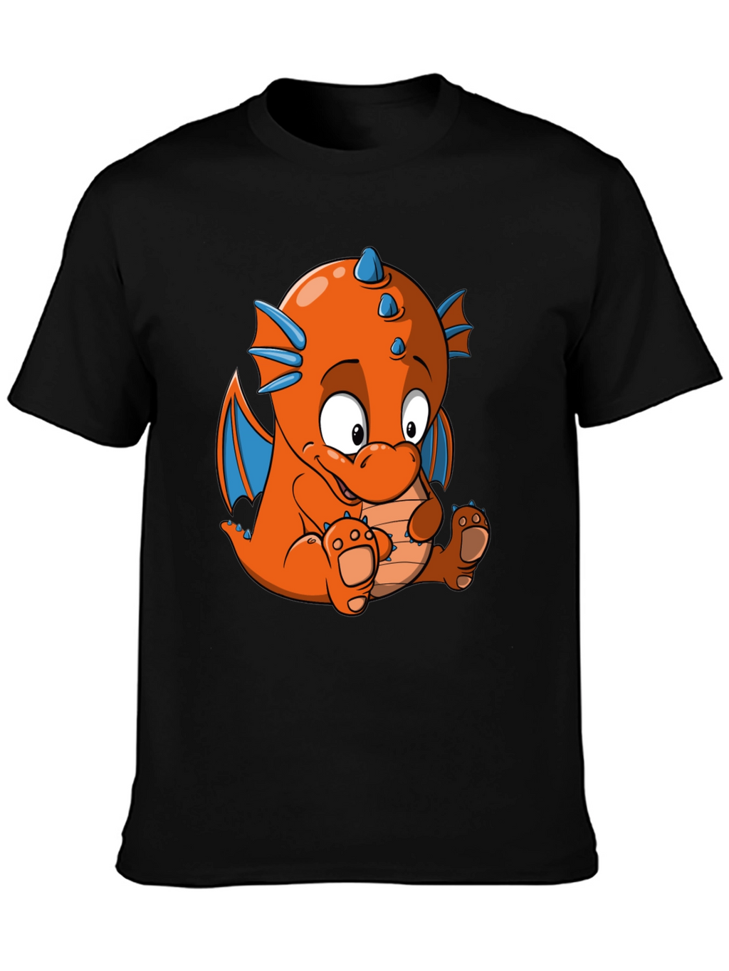Cartoon Dragon Graphic Tee - Black