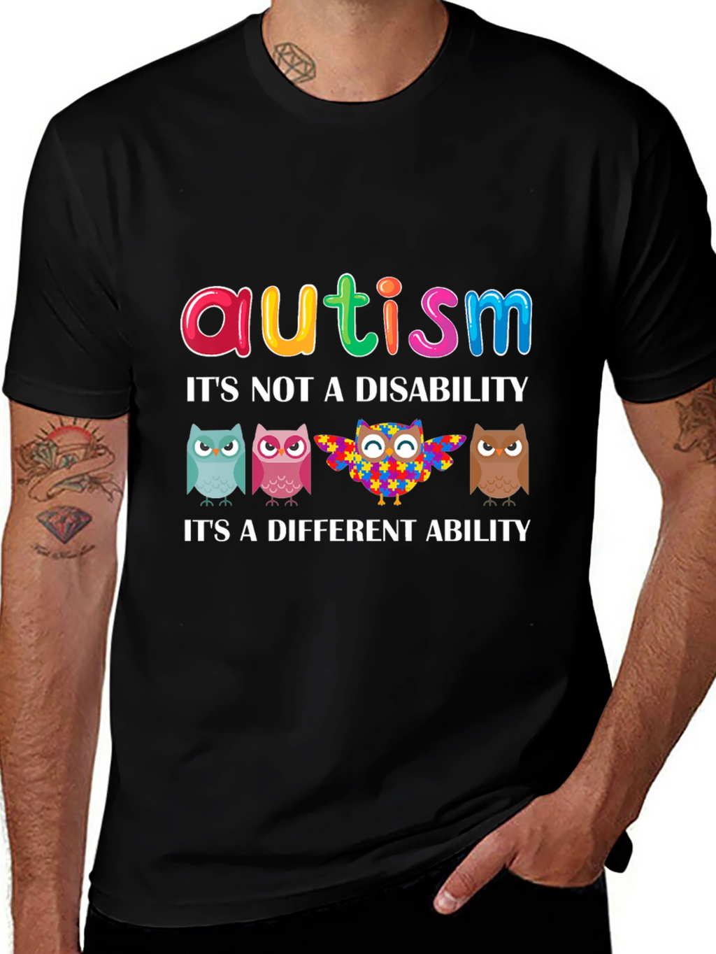 Autism Awareness Owl T-Shirt - Its a Different Ability