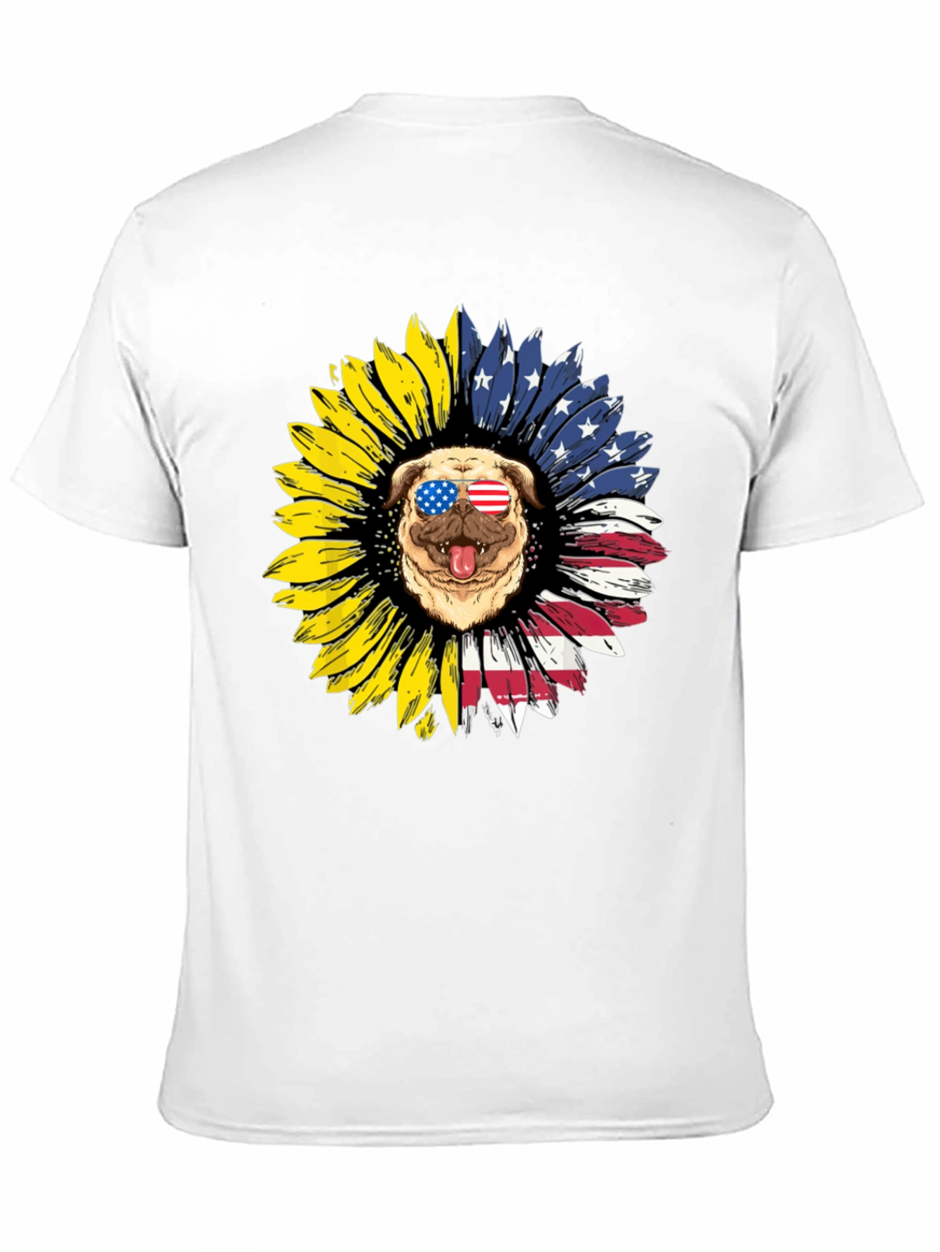 Patriotic Pug Sunflower Graphic Tee