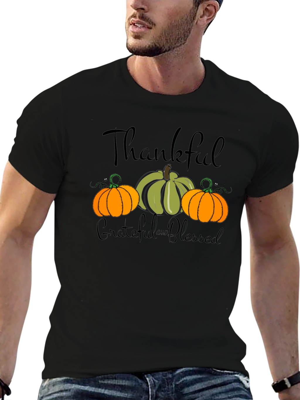 Thankful Grateful Blessed Pumpkin T-Shirt