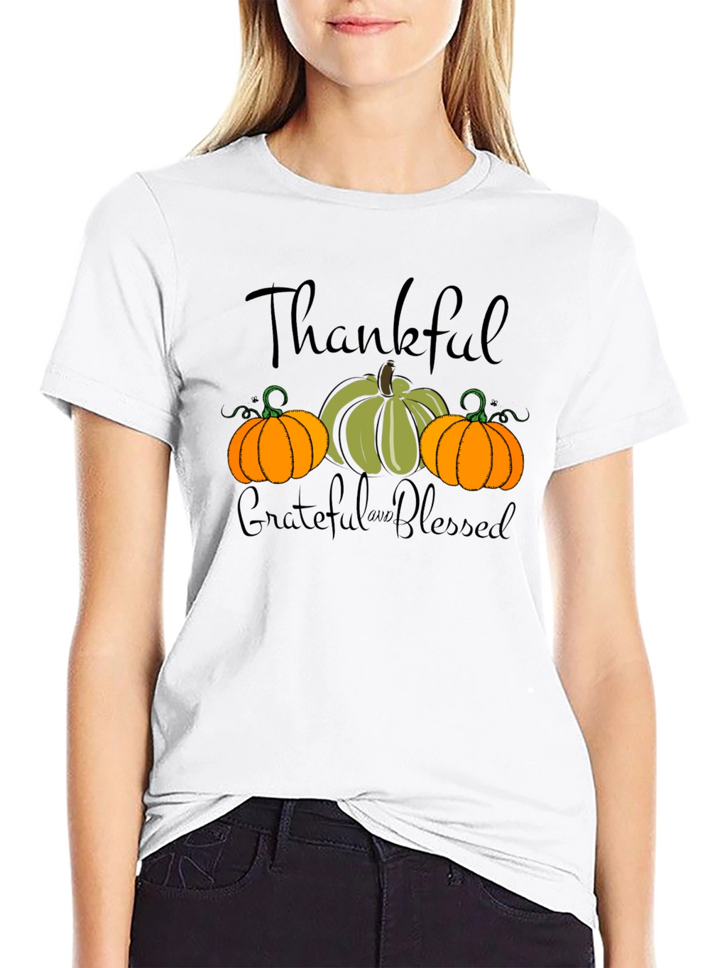 Thankful Grateful Blessed Pumpkin T-Shirt