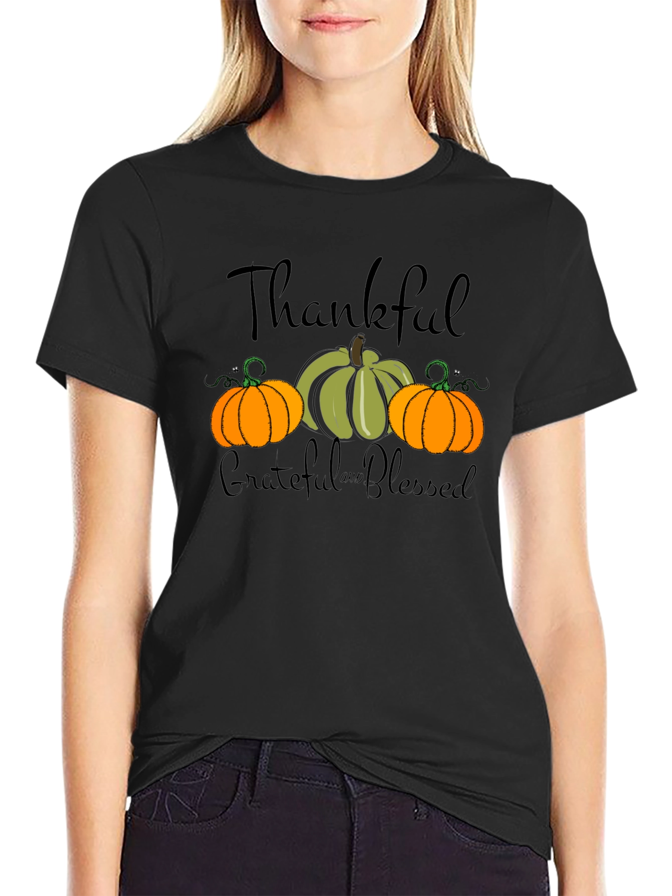 Thankful Grateful Blessed Pumpkin T-Shirt