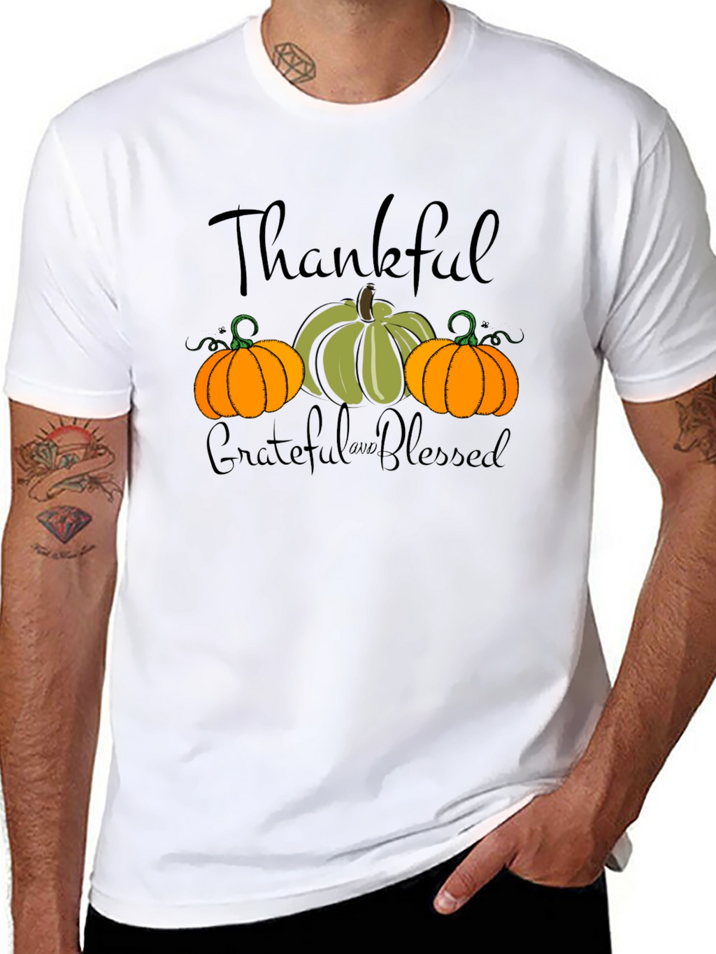 Thankful Grateful Blessed Pumpkin T-Shirt