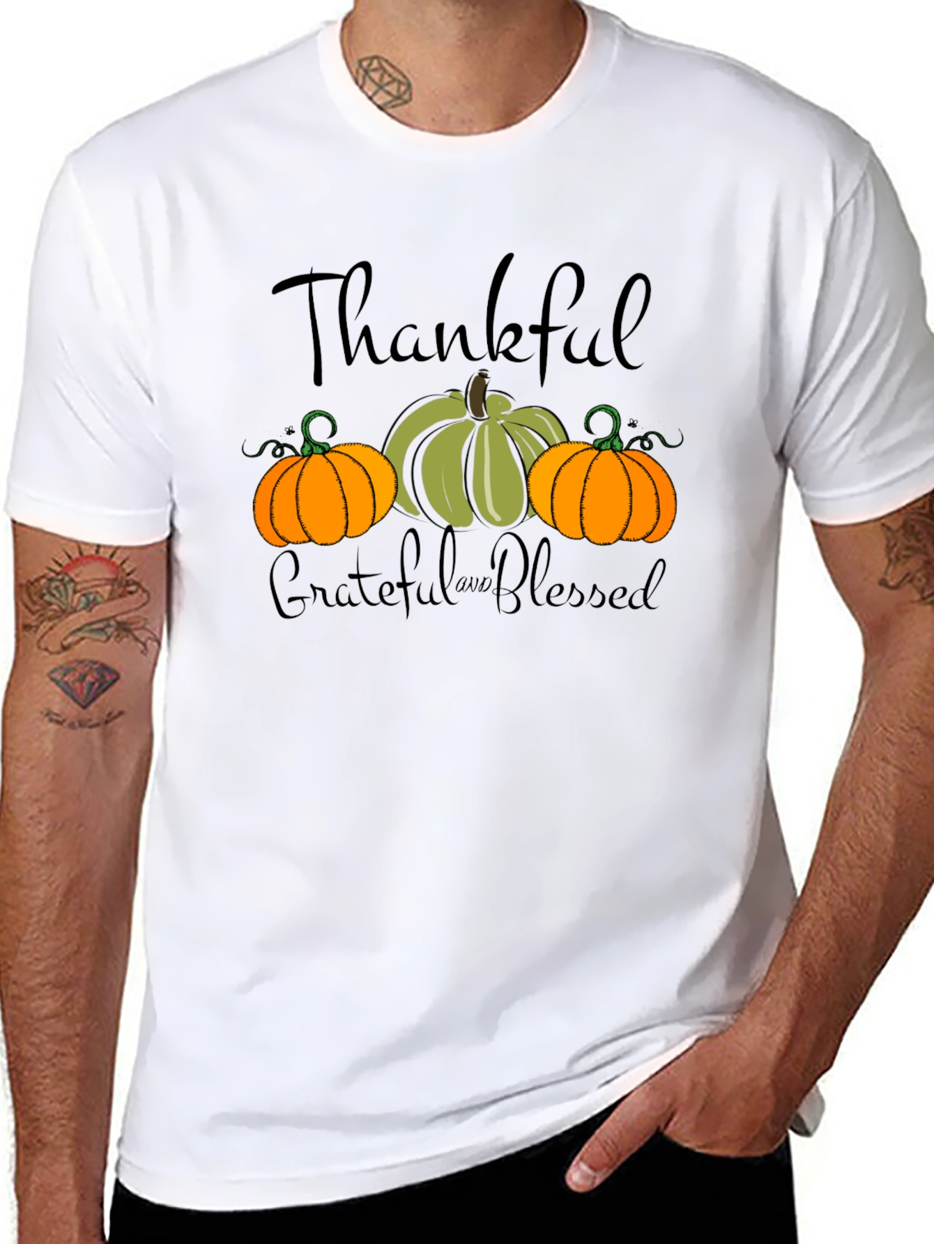 Thankful Grateful Blessed Pumpkin T-Shirt