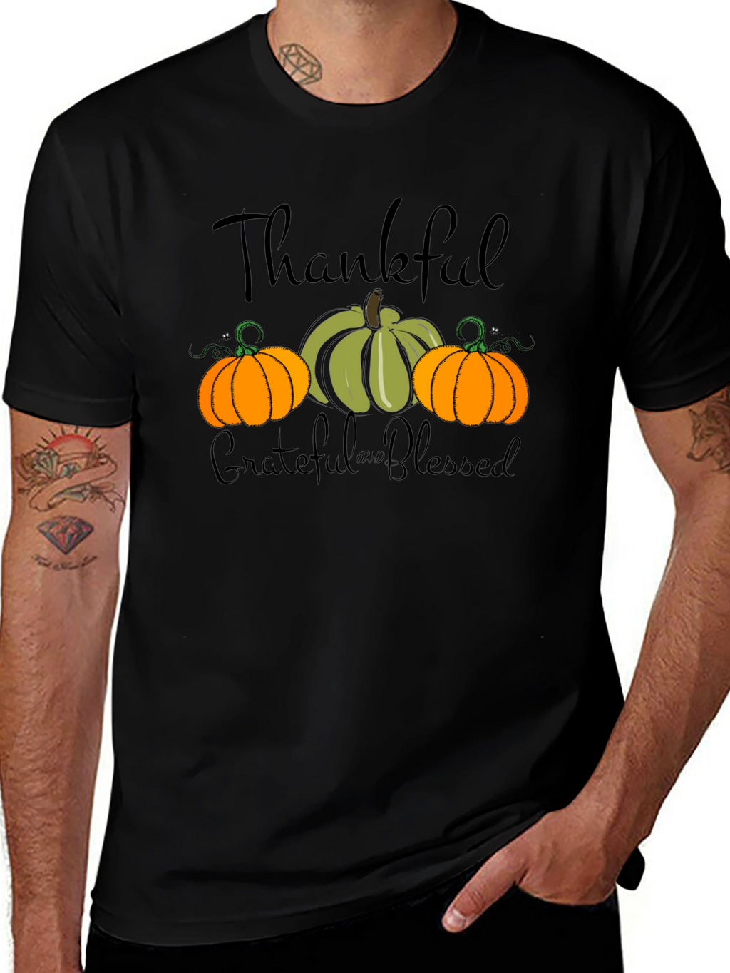 Thankful Grateful Blessed Pumpkin T-Shirt