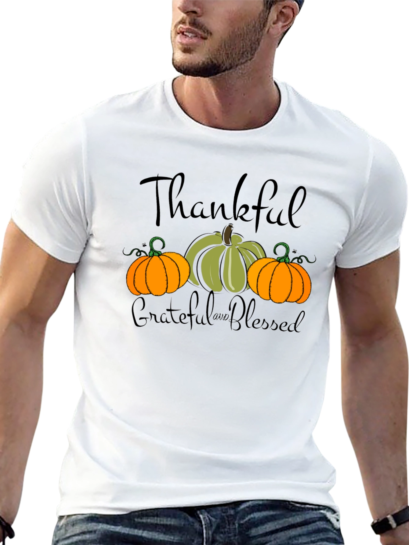 Thankful Grateful Blessed Pumpkin T-Shirt