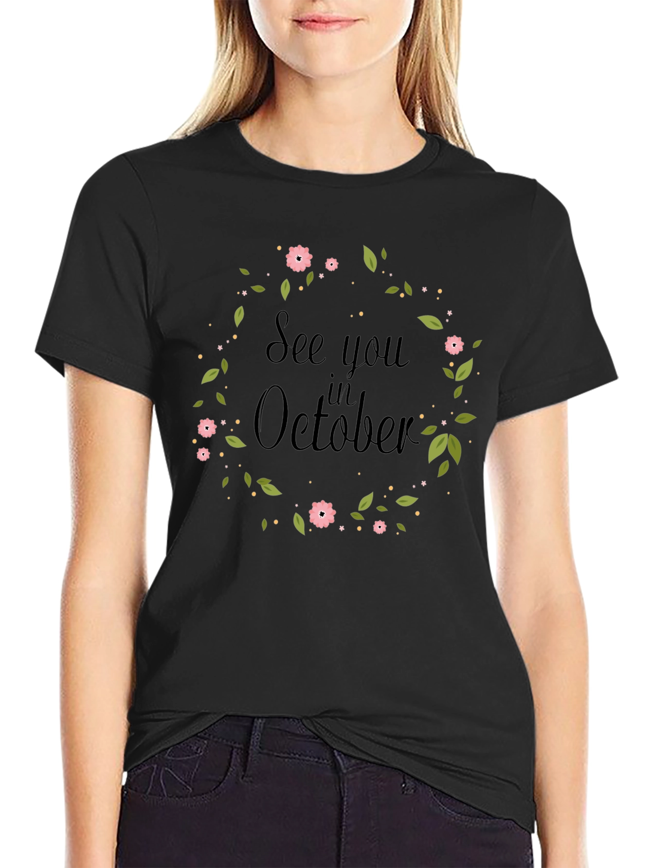 See You in October Floral Wreath T-Shirt