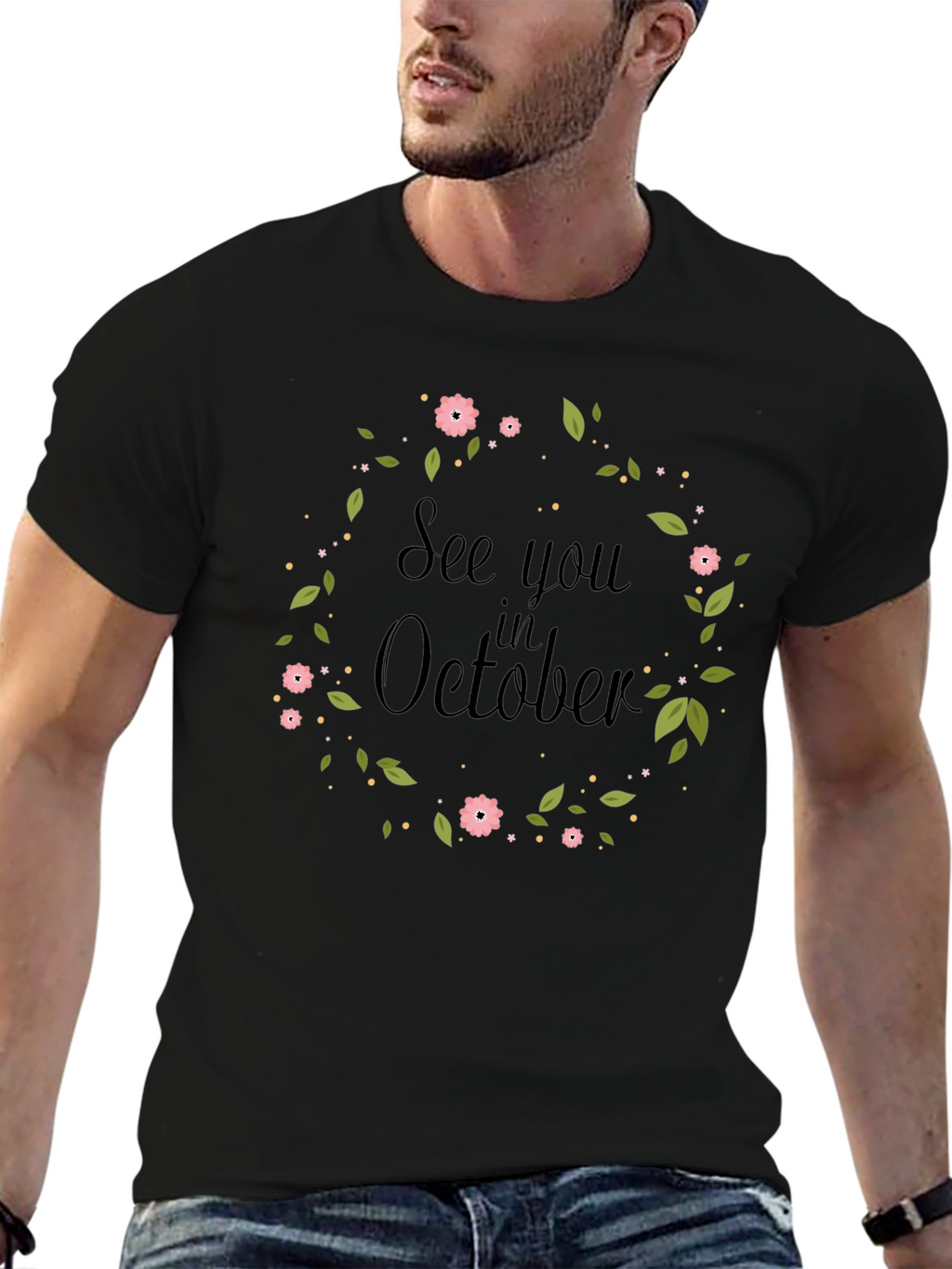 See You in October Floral Wreath T-Shirt