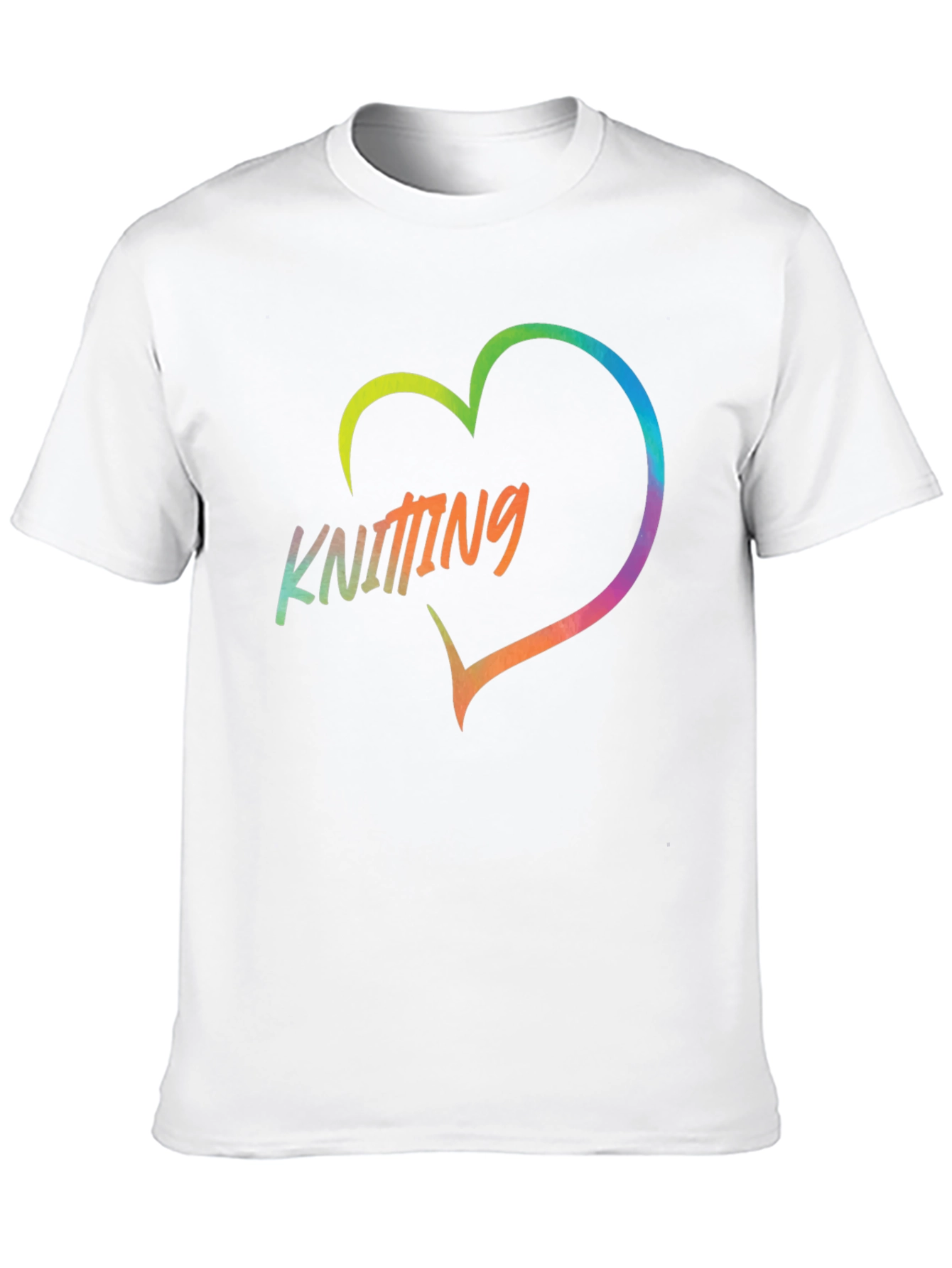 Knitting Heart T-Shirt - Rainbow Knit Lover Tee
