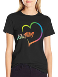 Knitting Heart T-Shirt - Rainbow Knit Lover Tee