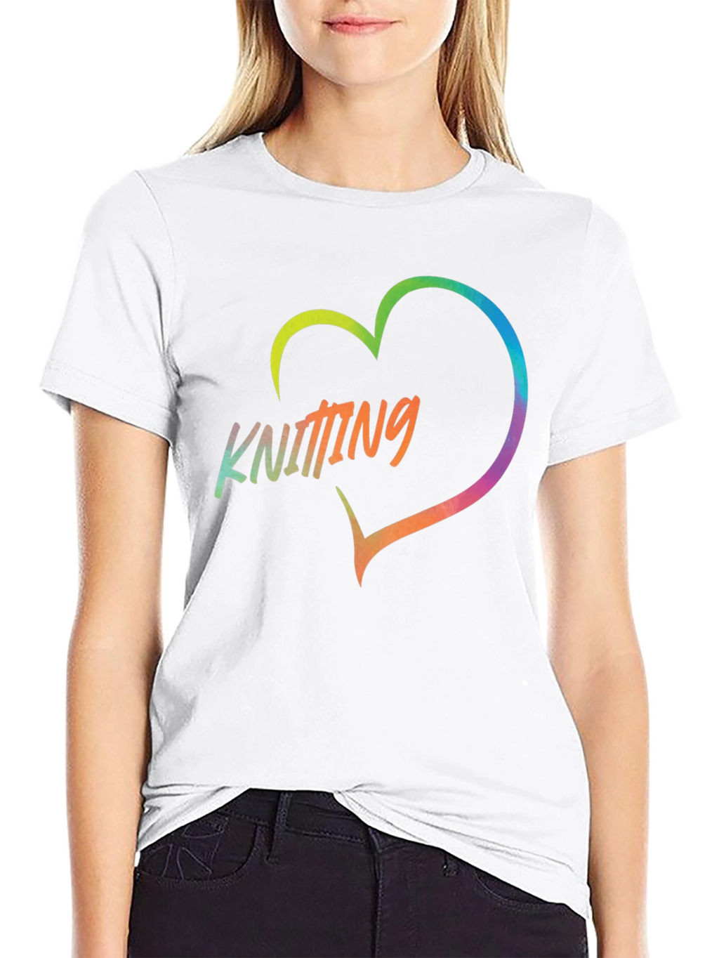 Knitting Heart T-Shirt - Rainbow Knit Lover Tee