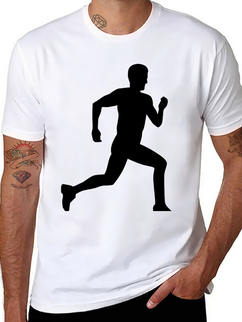 Mens Black Running Silhouette Graphic T-Shirt