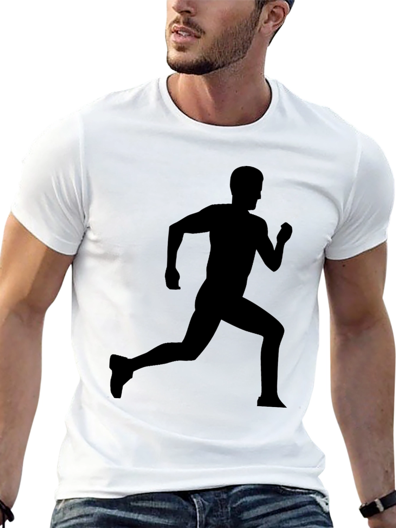 Mens Black Running Silhouette Graphic T-Shirt
