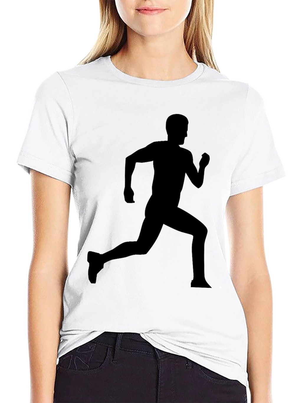 Mens Black Running Silhouette Graphic T-Shirt