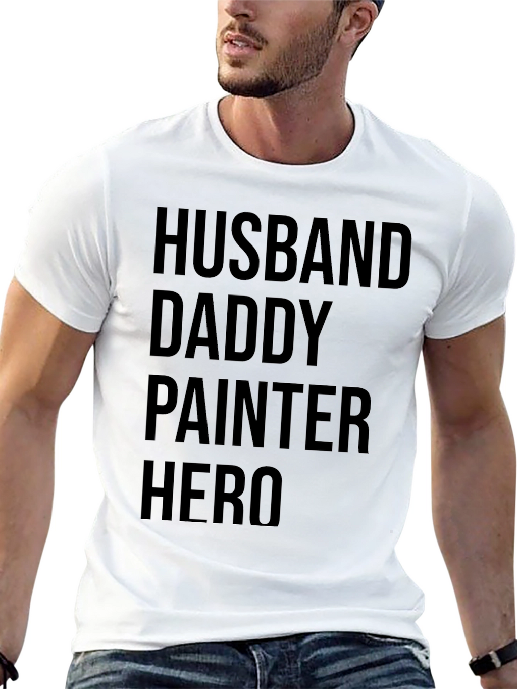 Husband Daddy Painter Hero Black T-Shirt