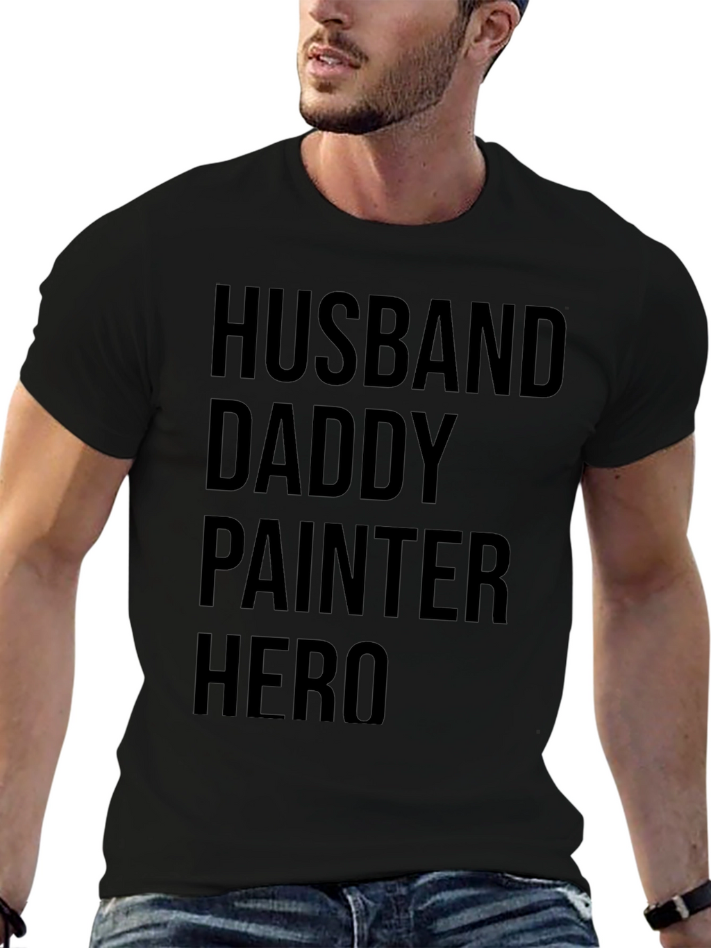 Husband Daddy Painter Hero Black T-Shirt