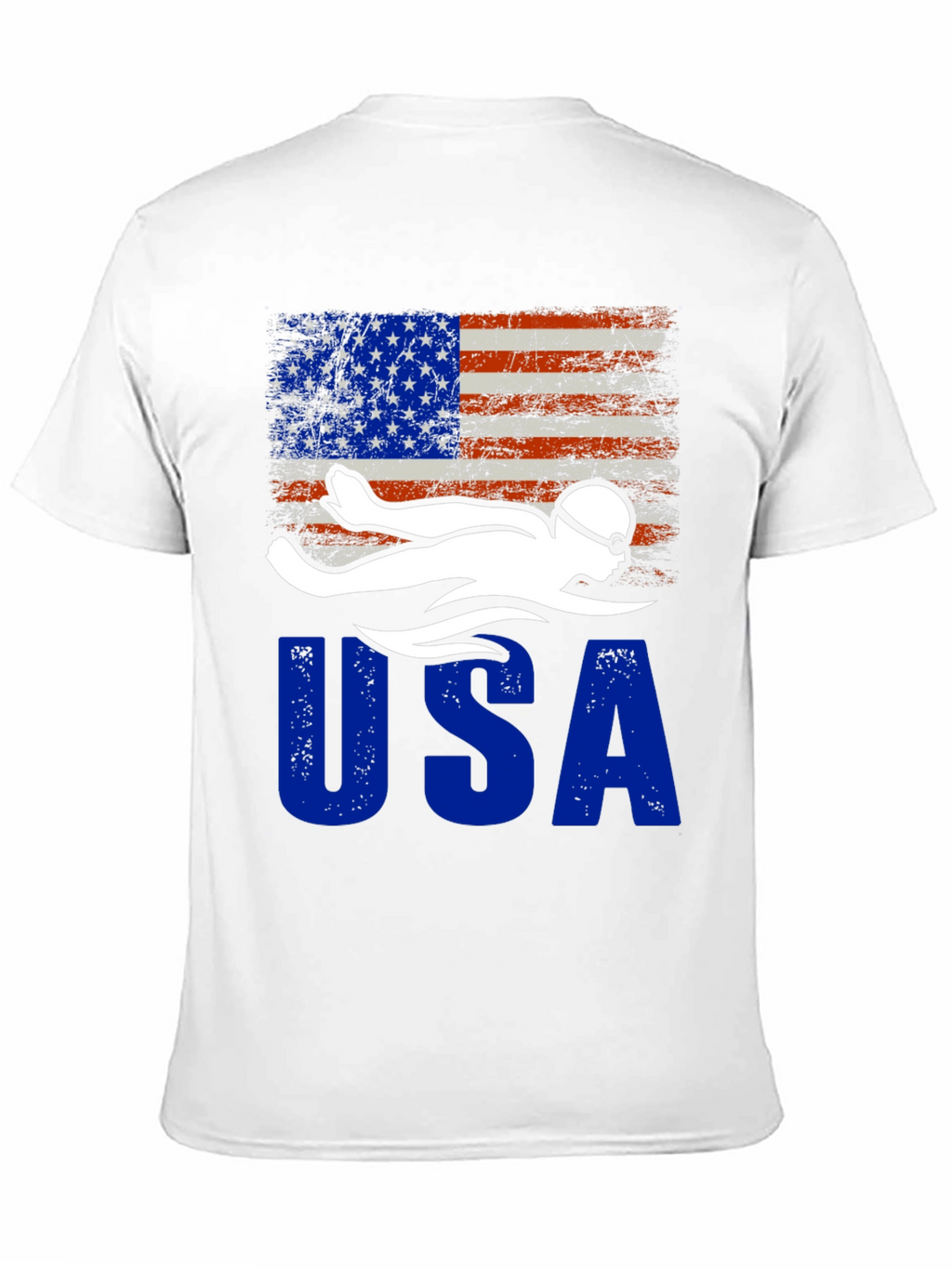 USA Swimmer Patriotic Flag Graphic T-Shirt
