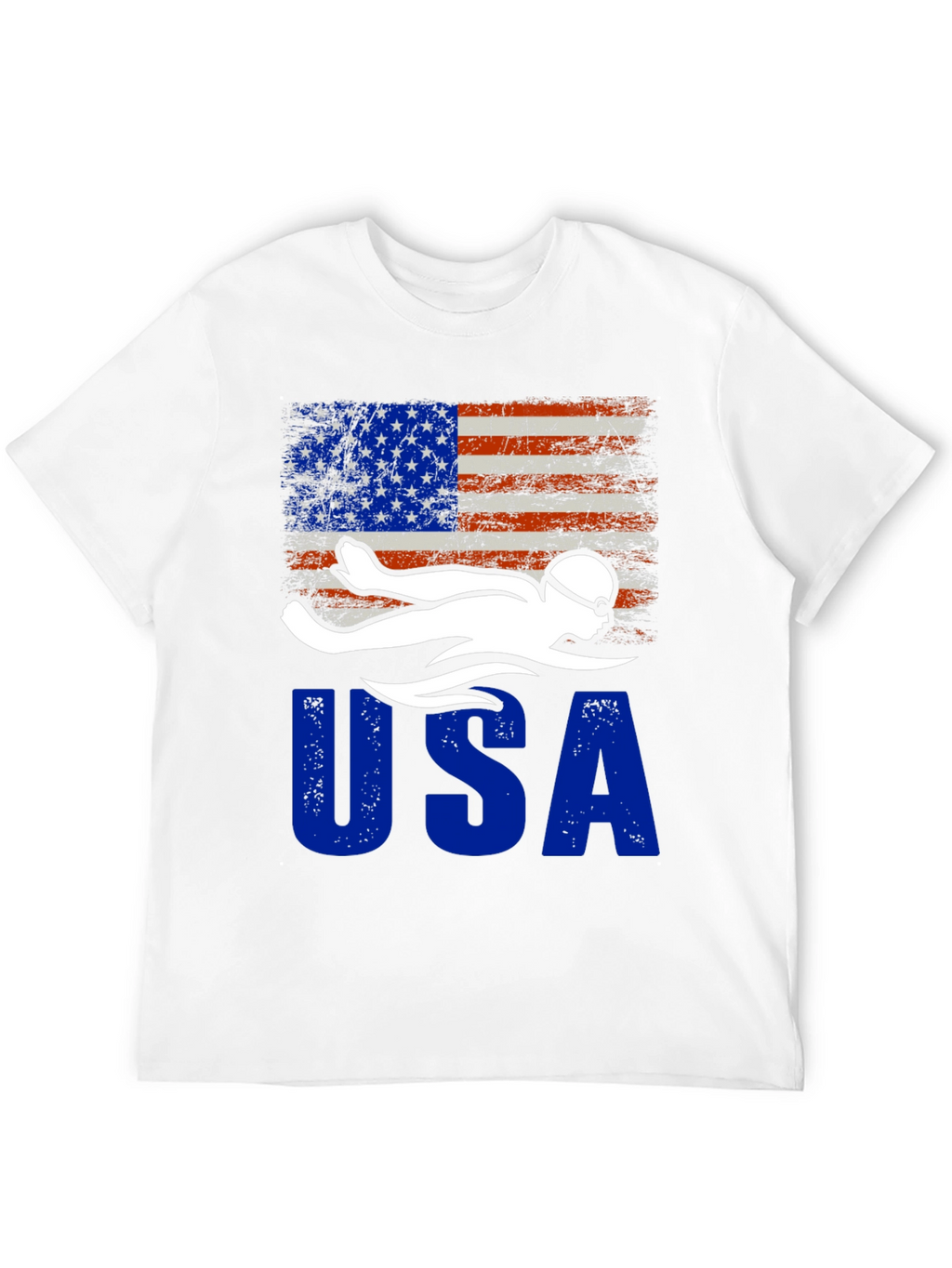 USA Swimmer Patriotic Flag Graphic T-Shirt