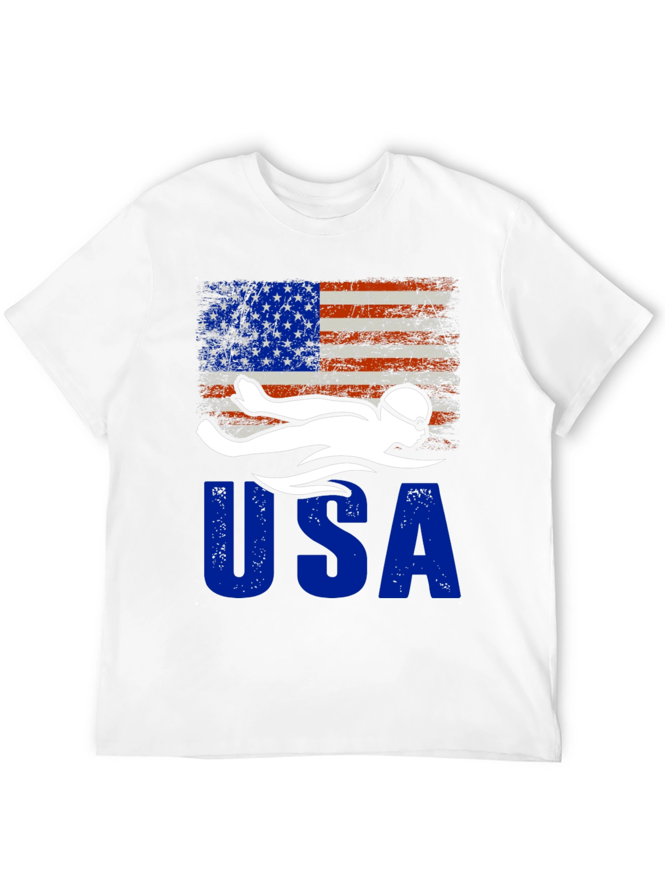USA Swimmer Patriotic Flag Graphic T-Shirt